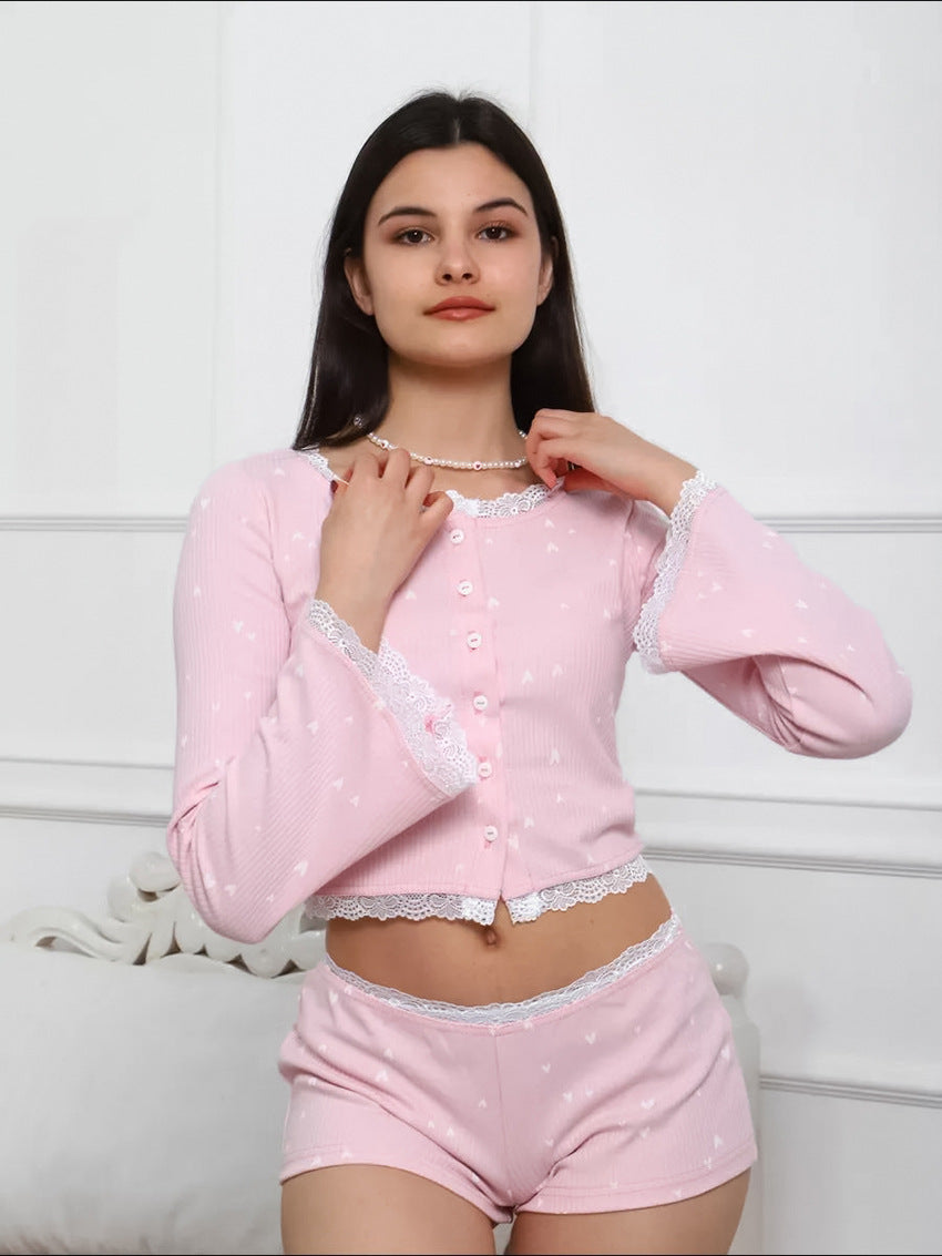 Dantel Detaylı Kısa Pijama Takımı